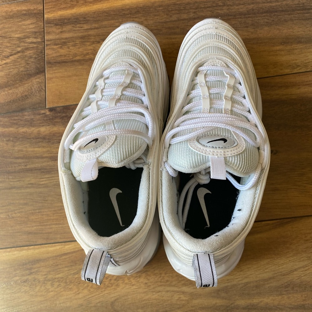Women’s Nike Air Max ‘97 Shoe. Size 7, All White with Icy Blue Bottom